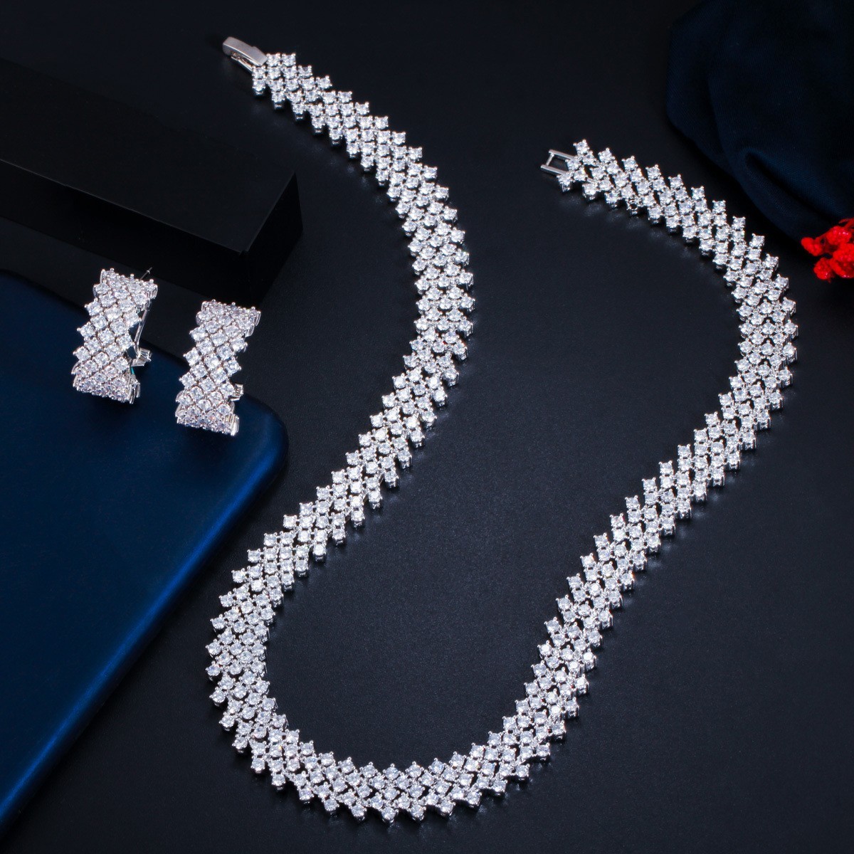 New popular Luxury exquisite AAA CZ Necklace Jewelry Cubic Zirconia jewellery wedding indian necklace set jewelry sets