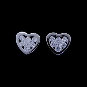 Quality Personalized Cubic Zirconia Heart Earrings Sterling Silver 925 Blank Design wholesale