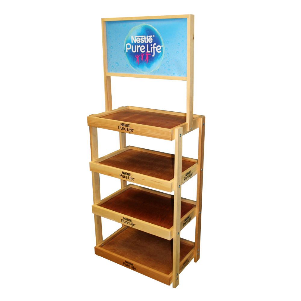 Skin care product wood display rack for facial cleanser
