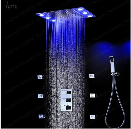 LED Lighting Bathroom Shower Heads And Faucets With Thermostatic Mixer Massage
