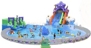 Quality Commercial Inflatable Water Park / Pool With Slide for rental wholesale