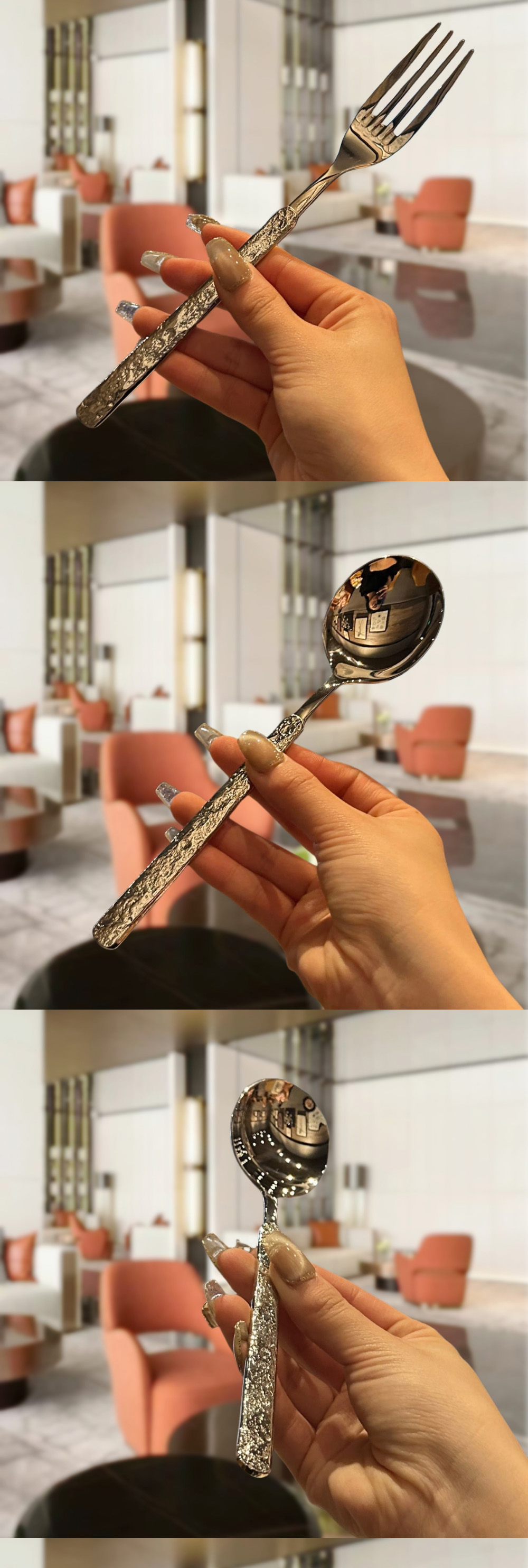 Get Ready to Impress Stocked Retro Silverware with Creative Stone Handle and Mirror Knife