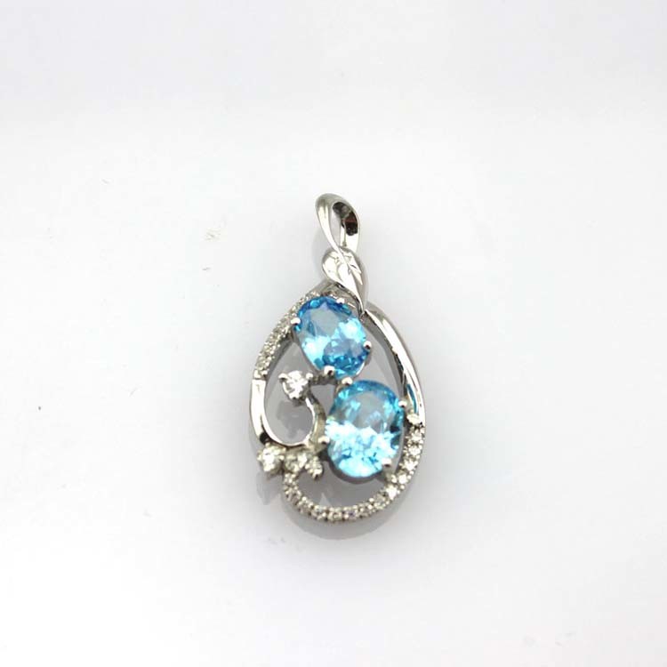 Fashion Sterling Silver Pendant with Green Cubic Zirconia (PSJ0386)