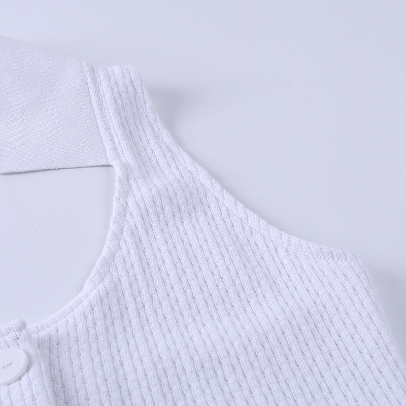 Backless Button Front Women Crop Top , Sleeveless Cotton Halter Tank Top