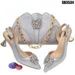Supoo Newest Italian ladies shoes matching bags leather african wedding high