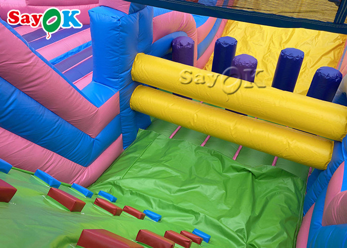 Amusement Park Inflatable Bounce With Slide Digital Printing