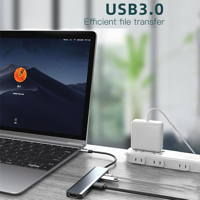 Type C Type-C Hub Multi Function Adapter for Charging Data Transfer and Video Output