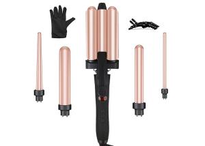 Quality Customizable Tourmaline Ceramic Curling Iron PTC Heating 5 In 1 Interchangeable wholesale
