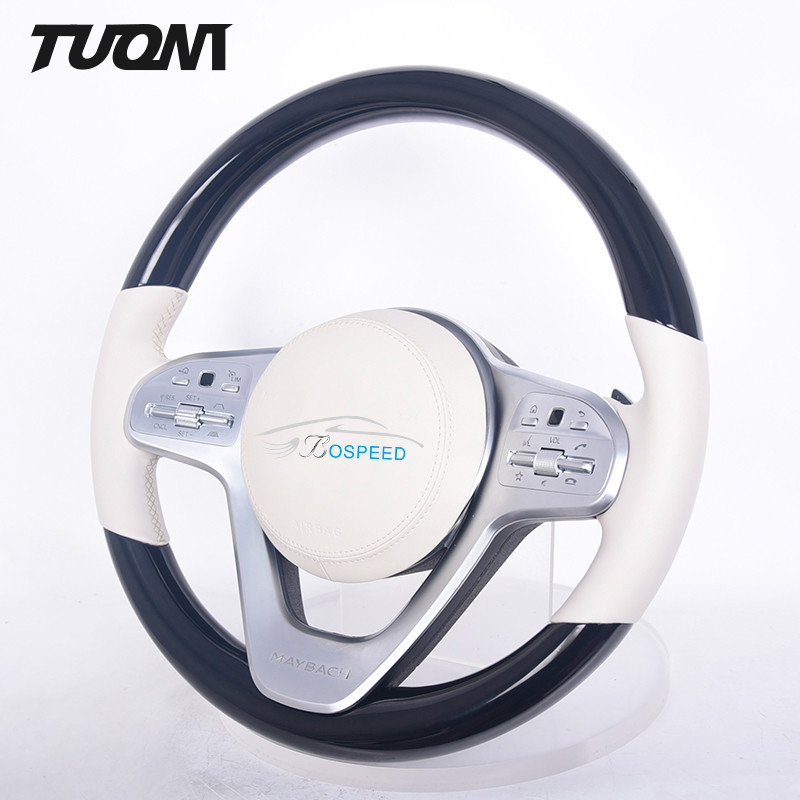 Round Mercedes Benz Steering Wheel Carbon Fiber Leather Soft Grip