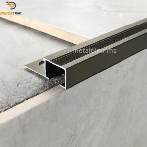 Quality Anti Slip Box Shape Metal Step Edge Protector Matt Bronze Stair Nosing Tile Trim wholesale