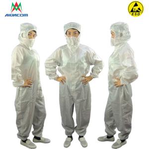 Quality SGS White Blue 0.35kg 10000 Class Cleanroom ESD Smock wholesale