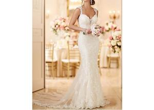Quality Backless Ivory Mermaid Wedding Gown With Lace Long Fishtail Size S M L wholesale
