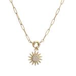 OEM 18K Gold Jewelry Set Silver Zircon Gold Sunflower Pendant Necklace