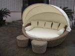 Luxury Comfortable Roofed Cane Daybed , Wicker Garden Oval Daybed