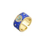 Adjustable Dripping Oil Rings 18 Karat Gold Cubic Zirconia Ring CZ Evil Eye Love