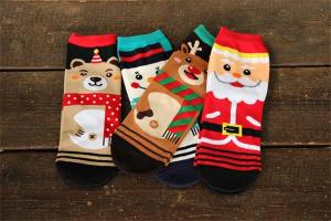 Quality Fancy cartoon christmas patterned design winter cotton socks for women wholesale