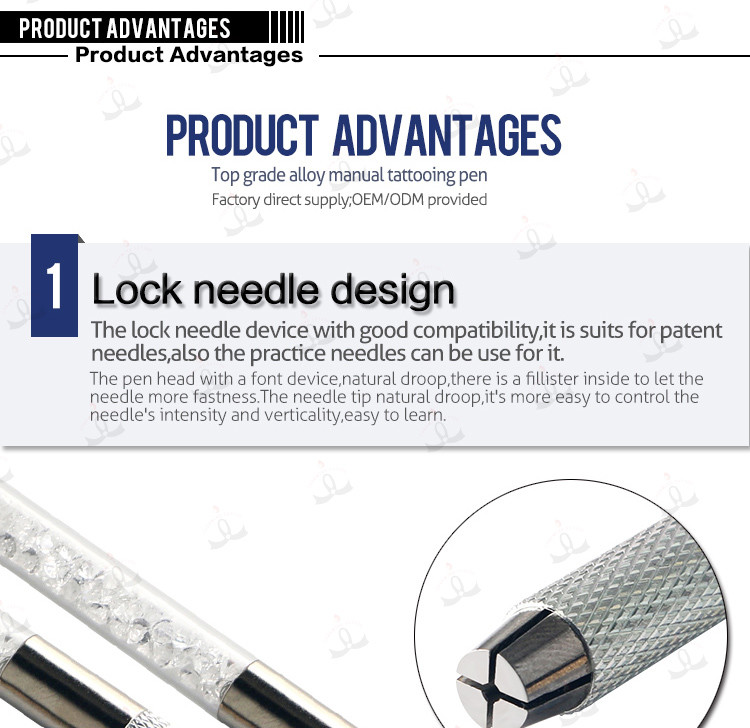 Crystal Permanent Makeup Tools Manual Tattoo Pen For Eyebrow CE Certification
