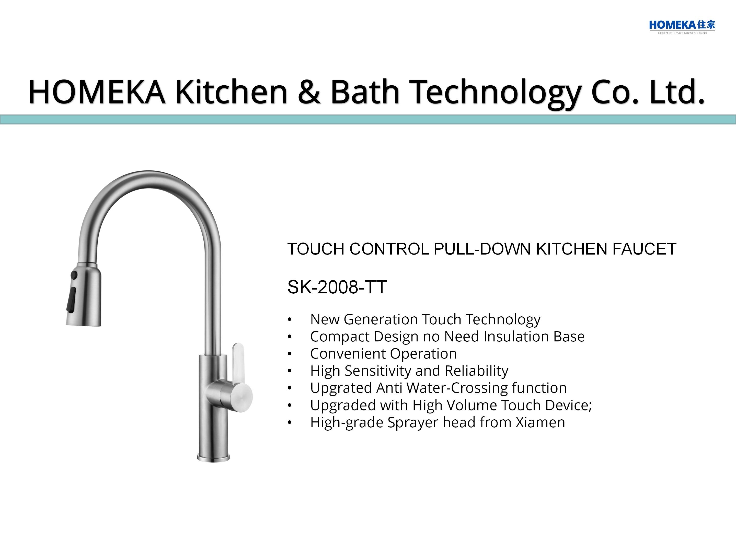 Brushed Nickel Touch Sensor Kitchen Faucet Pull Down Mixer HOMEKA