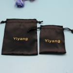Luxurious Silk / Satin Drawstring Bag For Hair Extensions Packaging Black Color