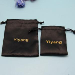 Quality Luxurious Silk / Satin Drawstring Bag For Hair Extensions Packaging Black Color wholesale