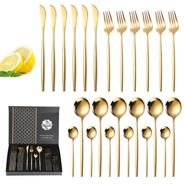 Cheap 24 Pcs Cutlery Set Quality Gold Finish for sale