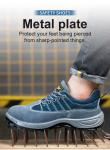 Comfort Genuine Leather Safety Shoes , Blue Sports Work Shoes For Men'S Working
