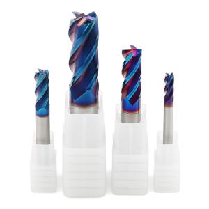 Quality 12mm Solid Carbide End Mill Flat 4F Nano Blue Coated Ultrafine Keys Milling wholesale