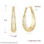 3x2.1cm Silver Alloy Metal Earring Light Gold Polished Sterling Platinum Plated