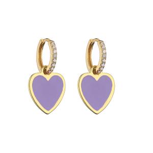 Quality Heart Gold Enamel Hoop Earrings wholesale