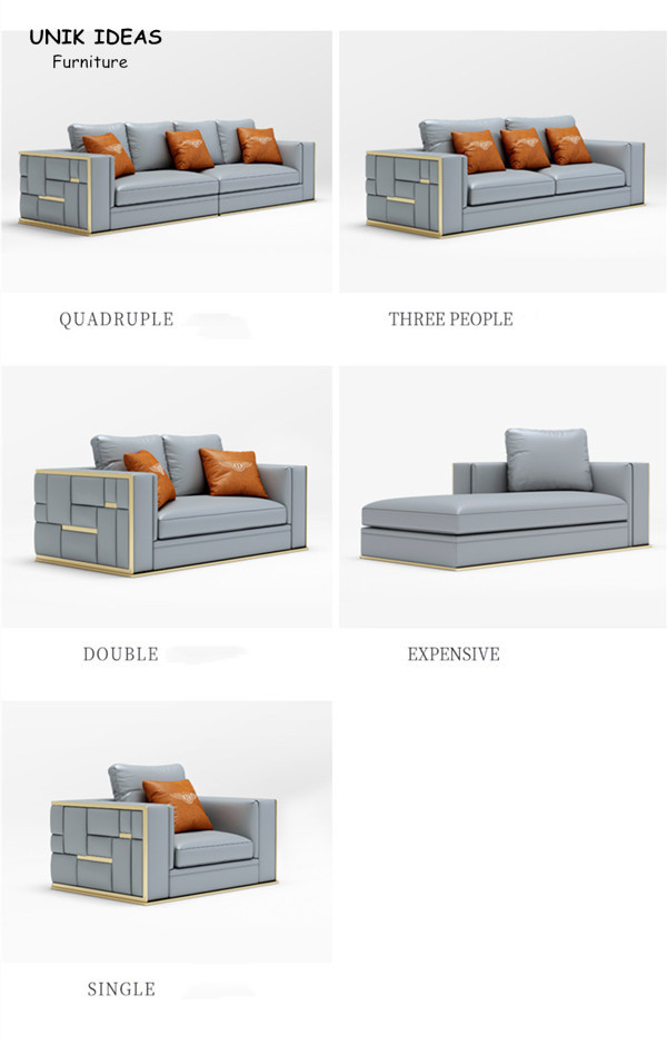 Modular Couch For Small Spaces 6 Seater Genuine Leather Sectional Sofa 3 Piece