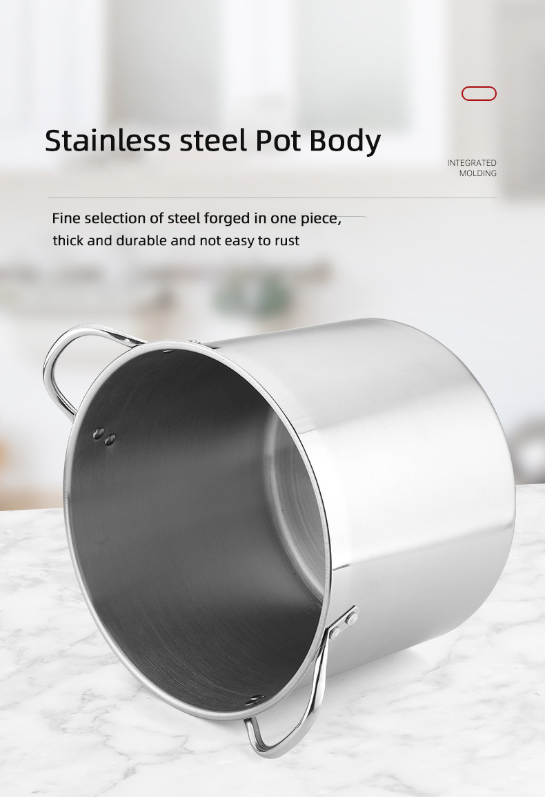 Good Selling Silver Large Capacity Cookware Stew Pots Cooker SS 304 Cooking Pots With Binaural Handle