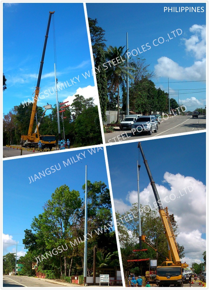 Asian Standard Hot Dip Galvanized Electrical Power Pole Embedded Ground Level