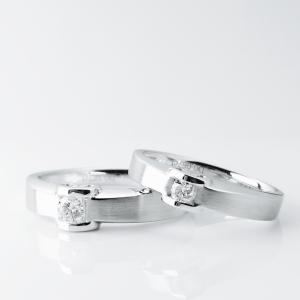 Quality Artistic Groove Design Contracted 18k Wedding Couple Rings wholesale