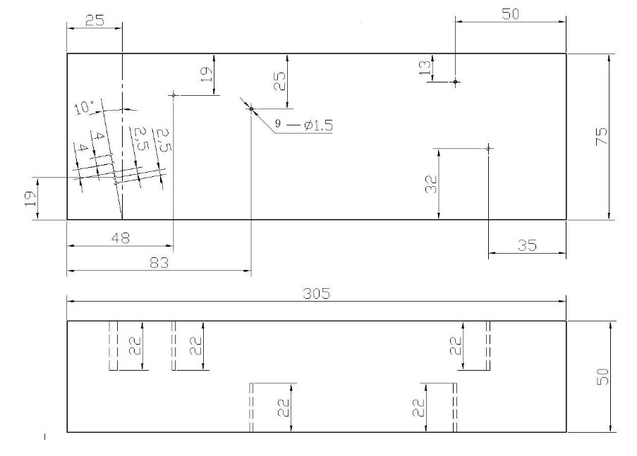 305mm x 75mm x 50mm IOW Ultrasonic Calibration Blocks IOW for beam profile measurement
