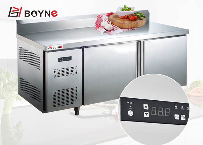 Food Grade Kitchen Work Bench With Cabinet Thickness Steel For Restaurant