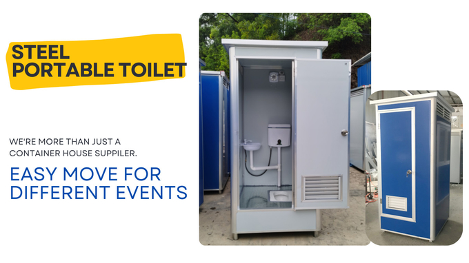 Customized Mobile Steel Portable Toilet Prefabricated WC Sitting For Camping