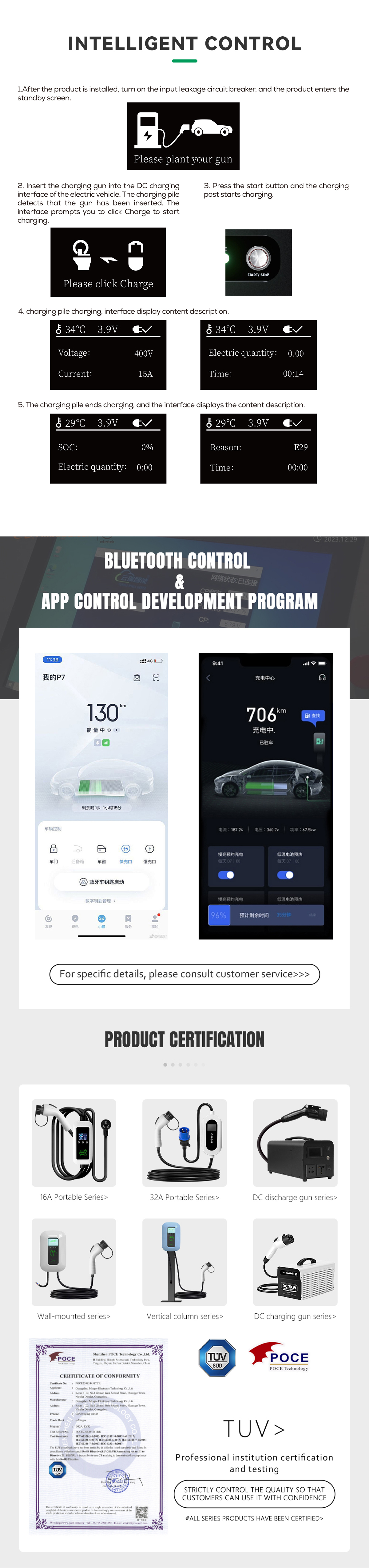 Experience the Convenience of E-mingze 's CCS2 16A/7KW Post Electric Car Charger with Color Screen and Overcurrent Protection