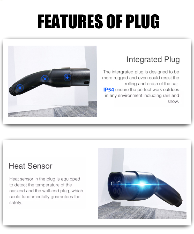UL94-V0 Flame Class 16A-32A Type 1 to Type 2 EV Charging Cable for Electric Vehicles