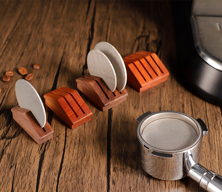 Stainless Coffee Tea Tools 58mm Walnut Steel Silicone Espresso Filter Holder for Home