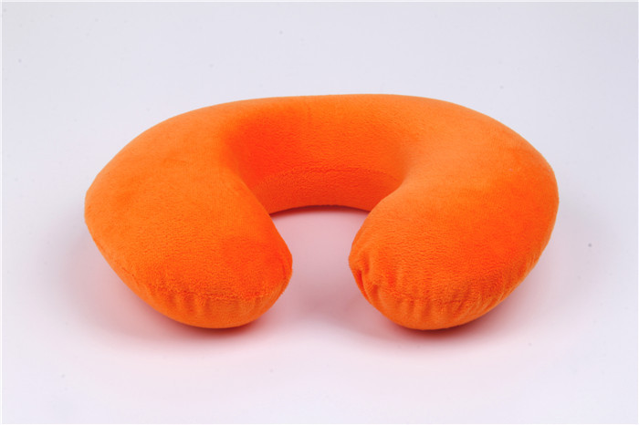 Orange Travel Neck Pillow Embroidery Memory Foam For Car Flight
