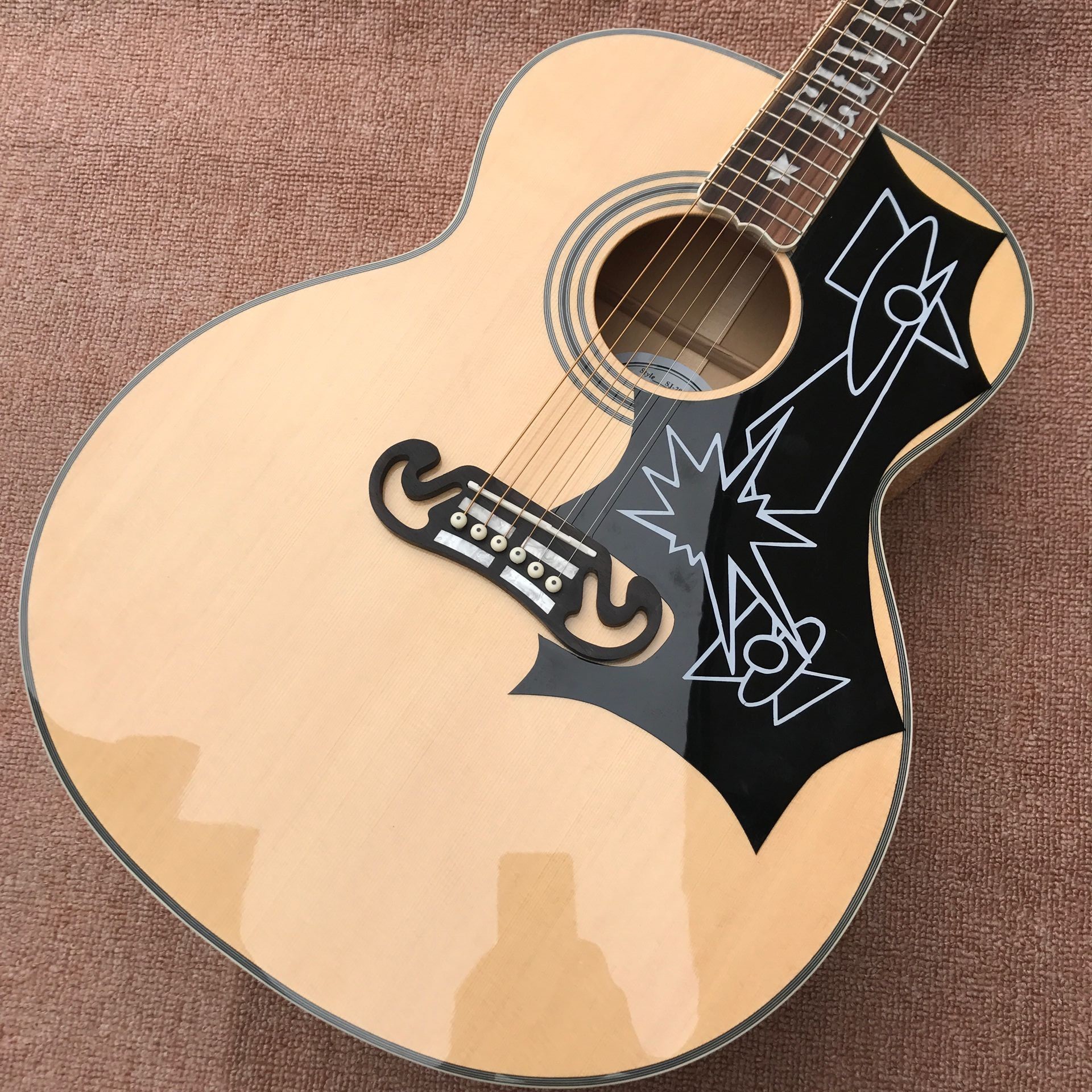 2018 New flamed maple custom G200 acoustic guitar Elvis Presley fretboard inlays
