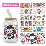 Hello Kitty 16Oz Baseball Sports Balls UV DTF Transfer Cup Wrap Stickers For