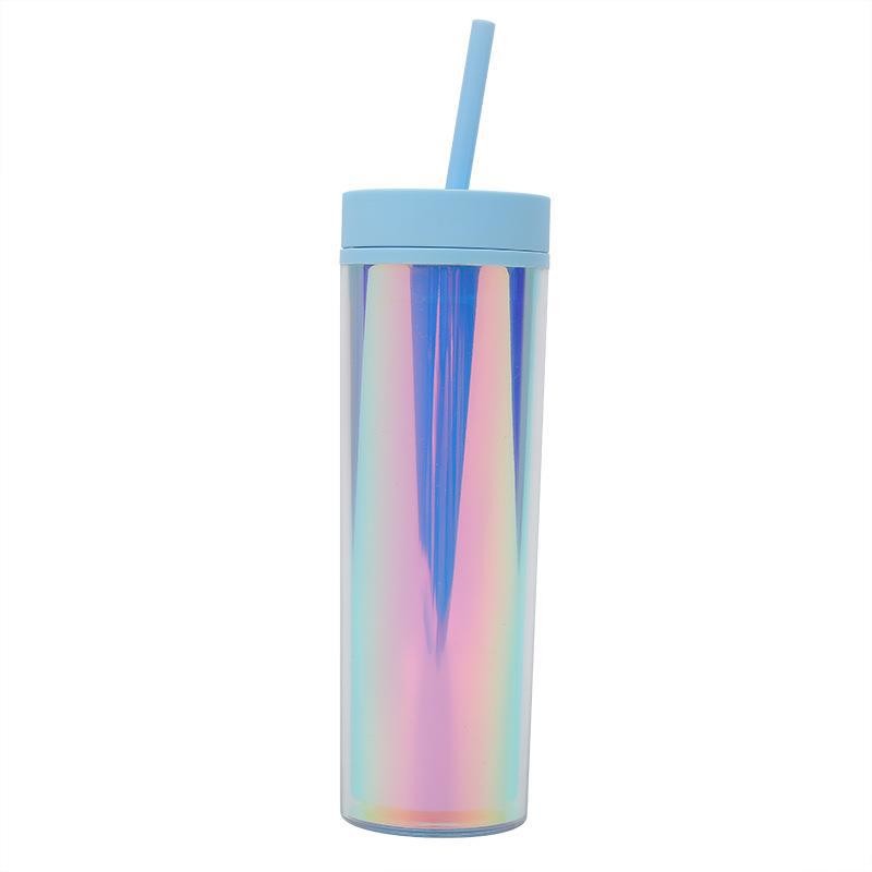 16oz 12 Colored Acrylic Tumblers With Lids And Straws Skinny Double Wall