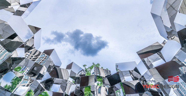 Customizable Modern stainless steel sculpture Mirror square sculpture for city square