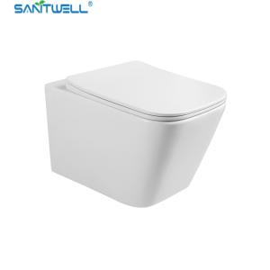 Quality Sanitwell SWJ0525 Bathroom wc white toilet bowl rimless flush wholesale