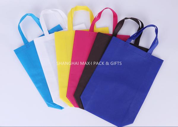 Grocery Promotional Non Woven Gift Bags Fabric Foldable Blue or Red Customize