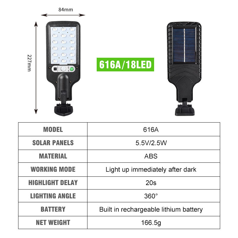 Waterproof PIR Motion Sensor 5.5V 2.5W Pole Solar Street Lights