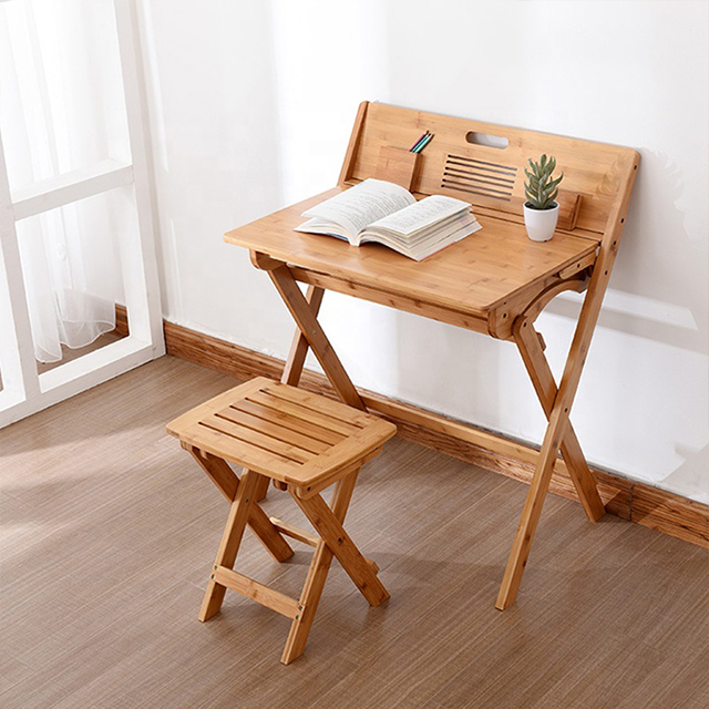 ODM Foldable Natural Bamboo Study Table Desk With Storage Box