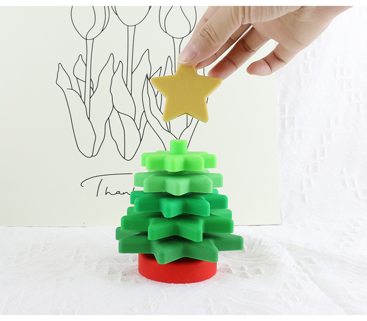 Babe Soft Silicone Stacking Rings Blocks With Christmas Tree Shape
