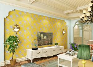 Quality Modern Yellow Color Non Woven Wallpaper Washable For Livingroom , Size Customized wholesale